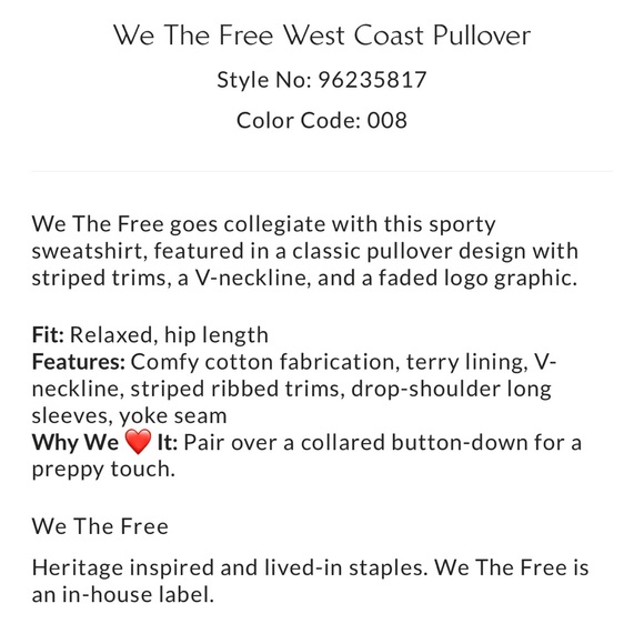 Free People We the Free West Coast Pullover V Neck Sporty Athleisure Tiger - Picture 5 of 13